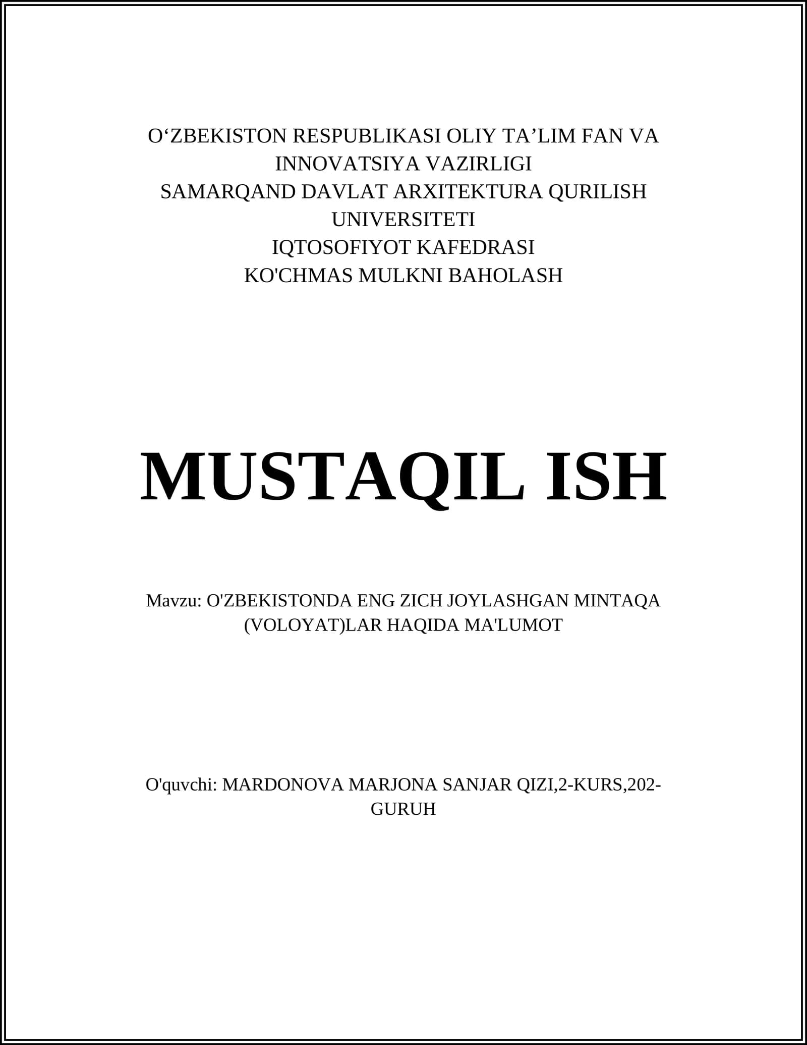 O'zbekistonda Eng Zich Joylashgan Mintaqalar Haqida Ma'lumot