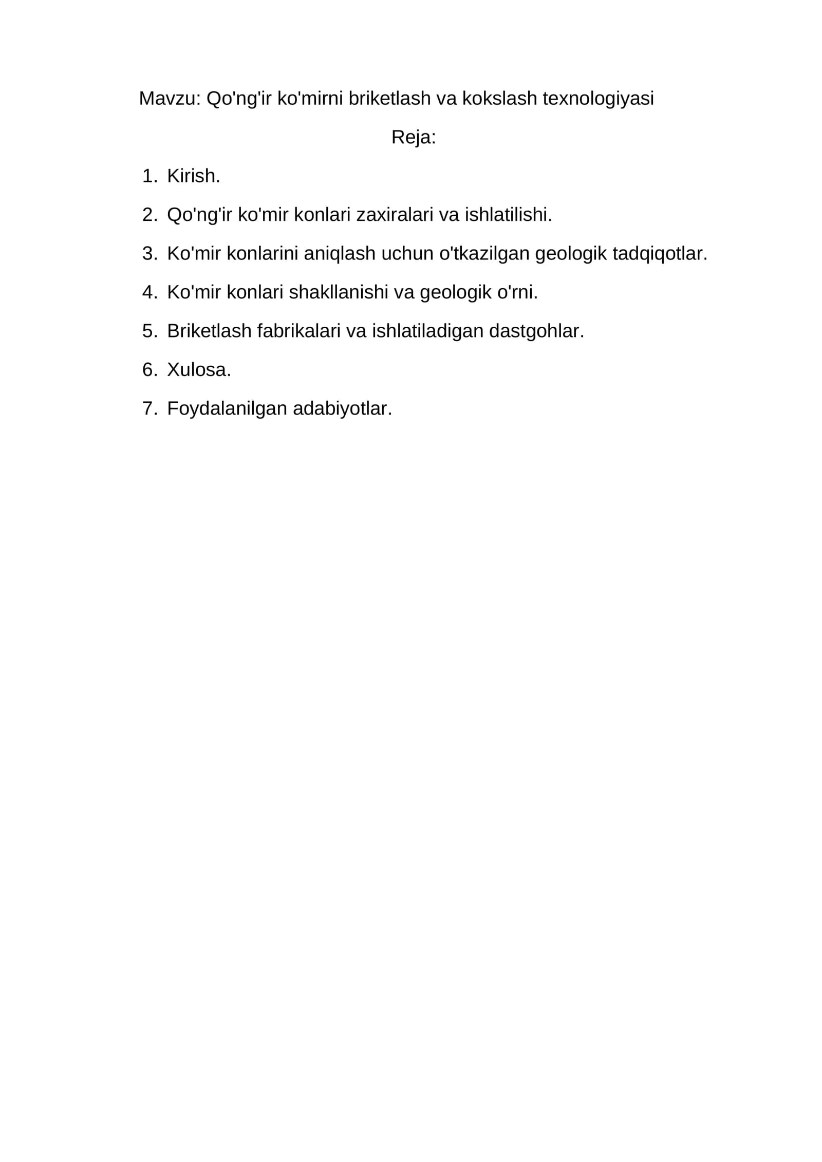 Qo'ng'ir ko'mirni briketlash va kokslash texnologiyasi