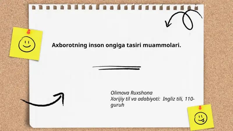 Axborotning inson ongiga tasiri muammolari.