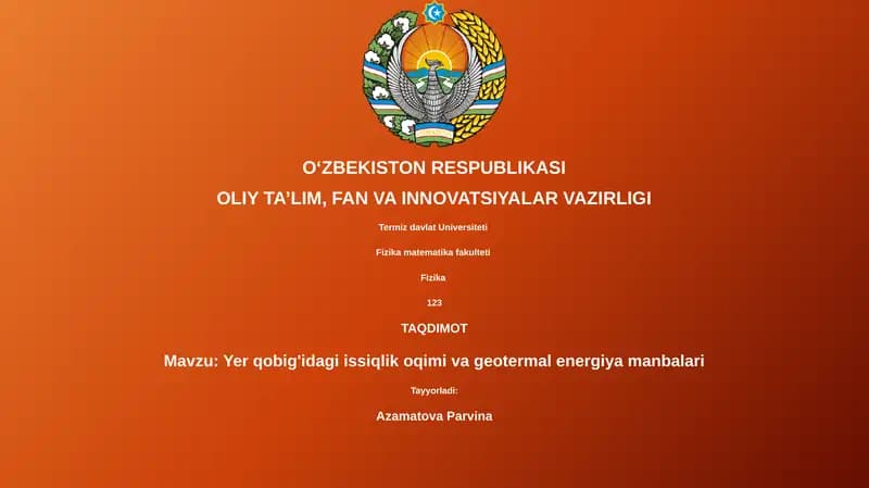 Yer qobig'idagi issiqlik oqimi va geotermal energiya manbalari