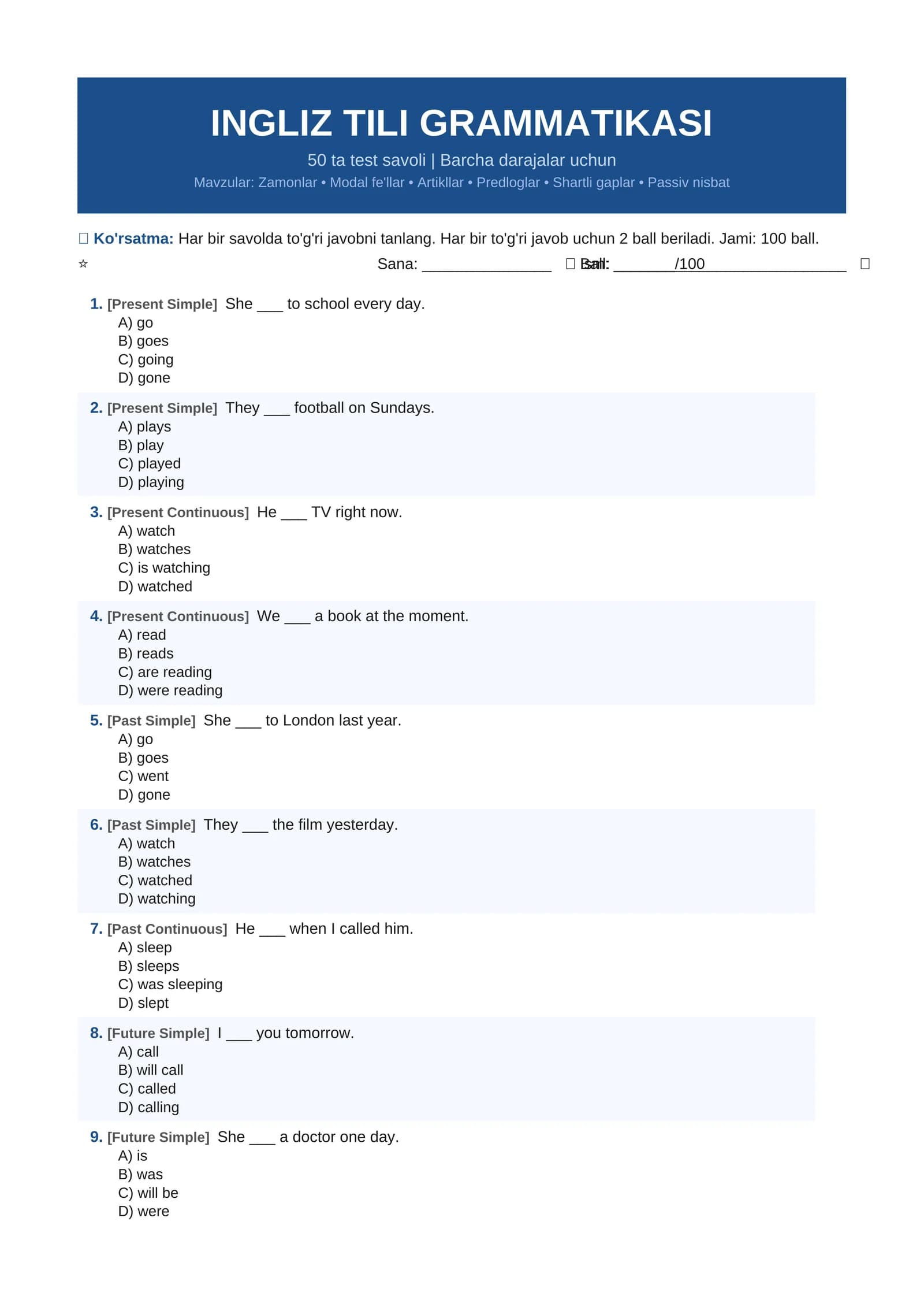 INGLIZ TILI GRAMMATIKASI