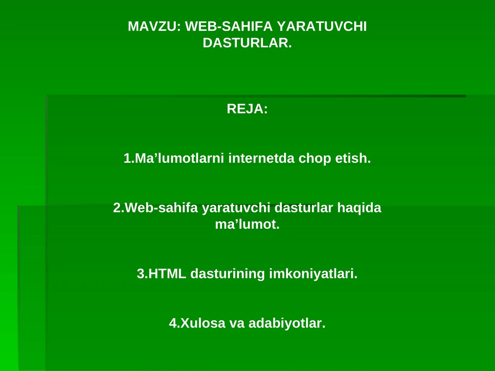 WEB-SAHIFA YARATUVCHI DASTURLAR