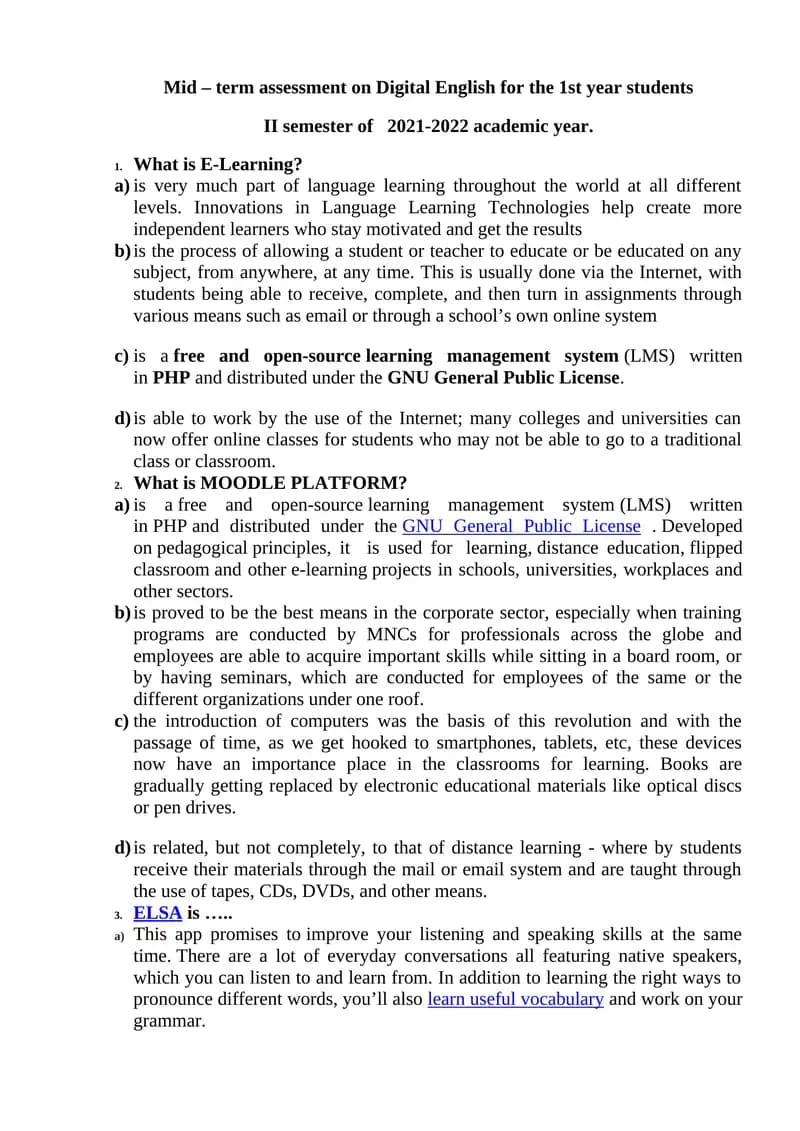 E-Learning Mid-Term Assessment