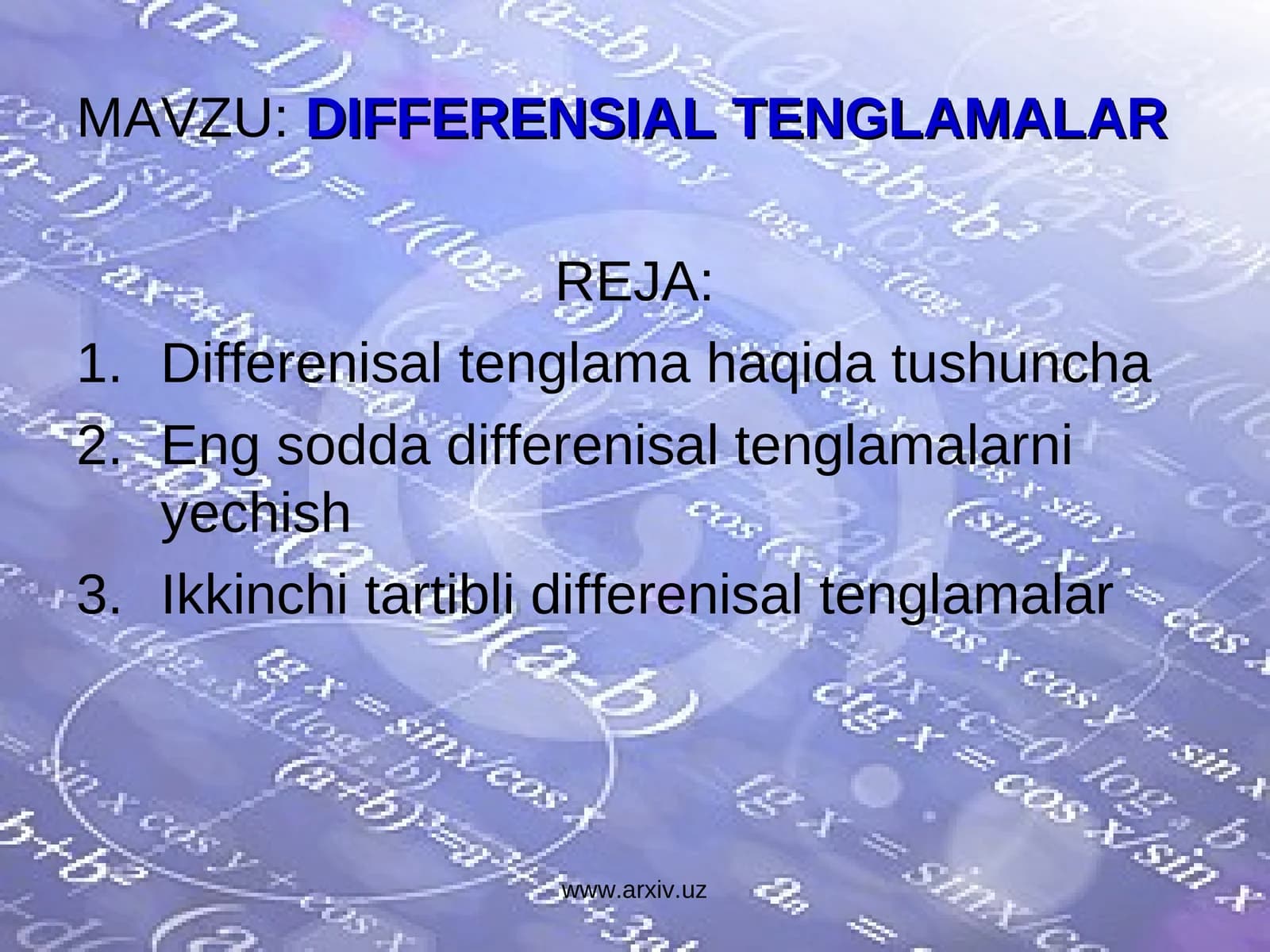 DIFFERENSIAL TENGLAMALAR