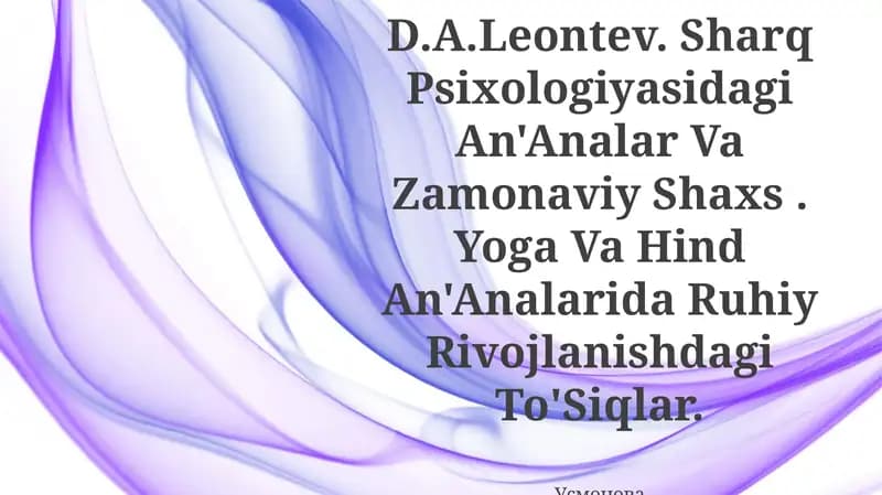 Rus Psixologiyasidagi Zamonaviy Shaxs Nazariyalari