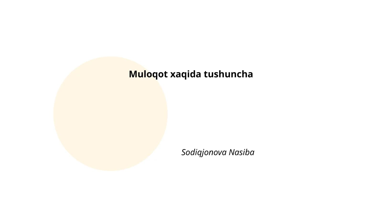 Muloqot xaqida tushuncha
