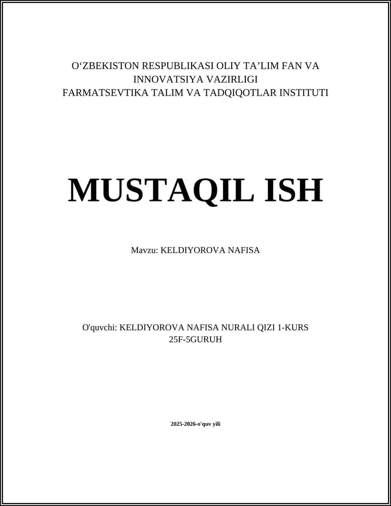 KELDIYOROVA NAFISA