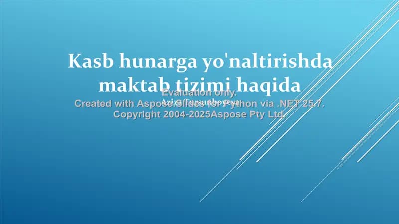 Kasb-hunar ta'limi tizimi haqida