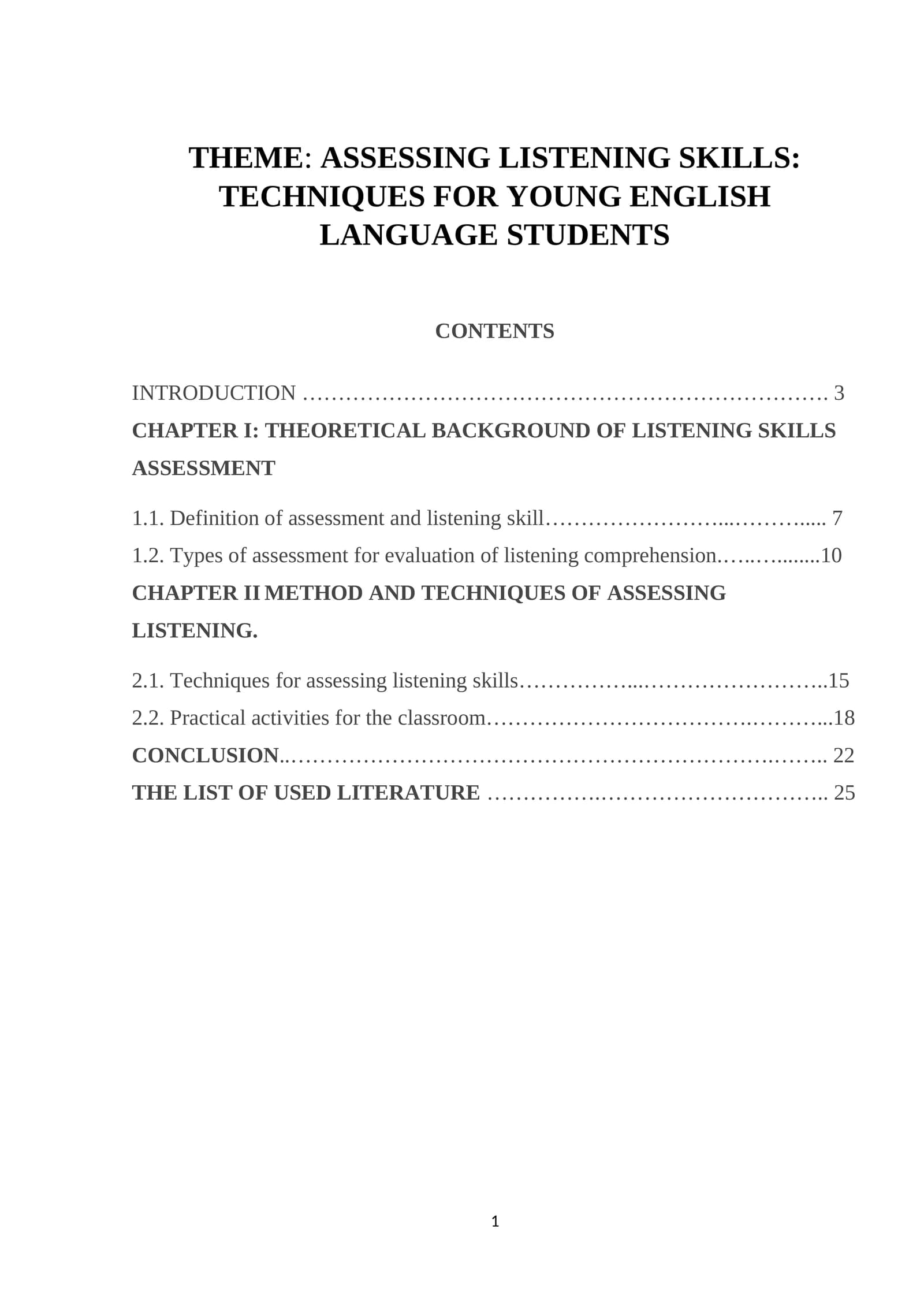 ASSESSING LISTENING SKILLS: TECHNIQUES FOR YOUNG ENGLISH LANGUAGE STUDENTS