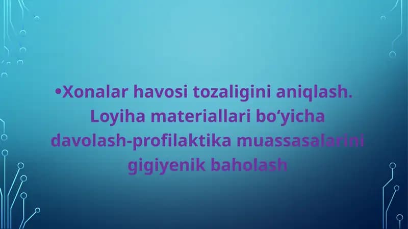 Kasalxonalar havo sifati tozaligini aniqlash
