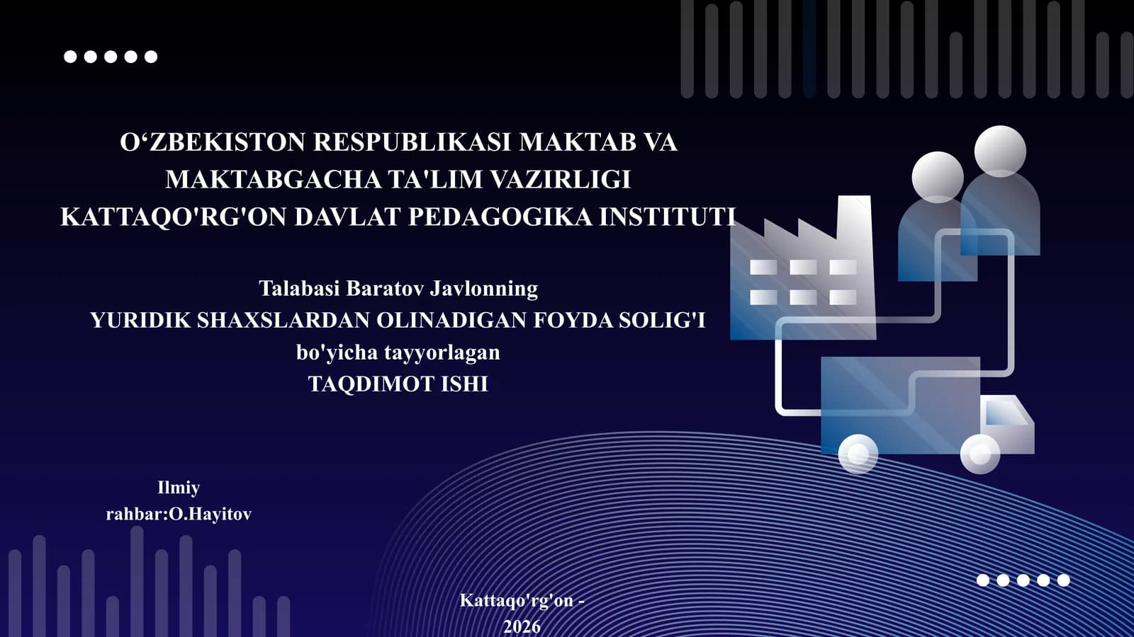 Yuridik shaxslardan olinadigan foyda solig'I