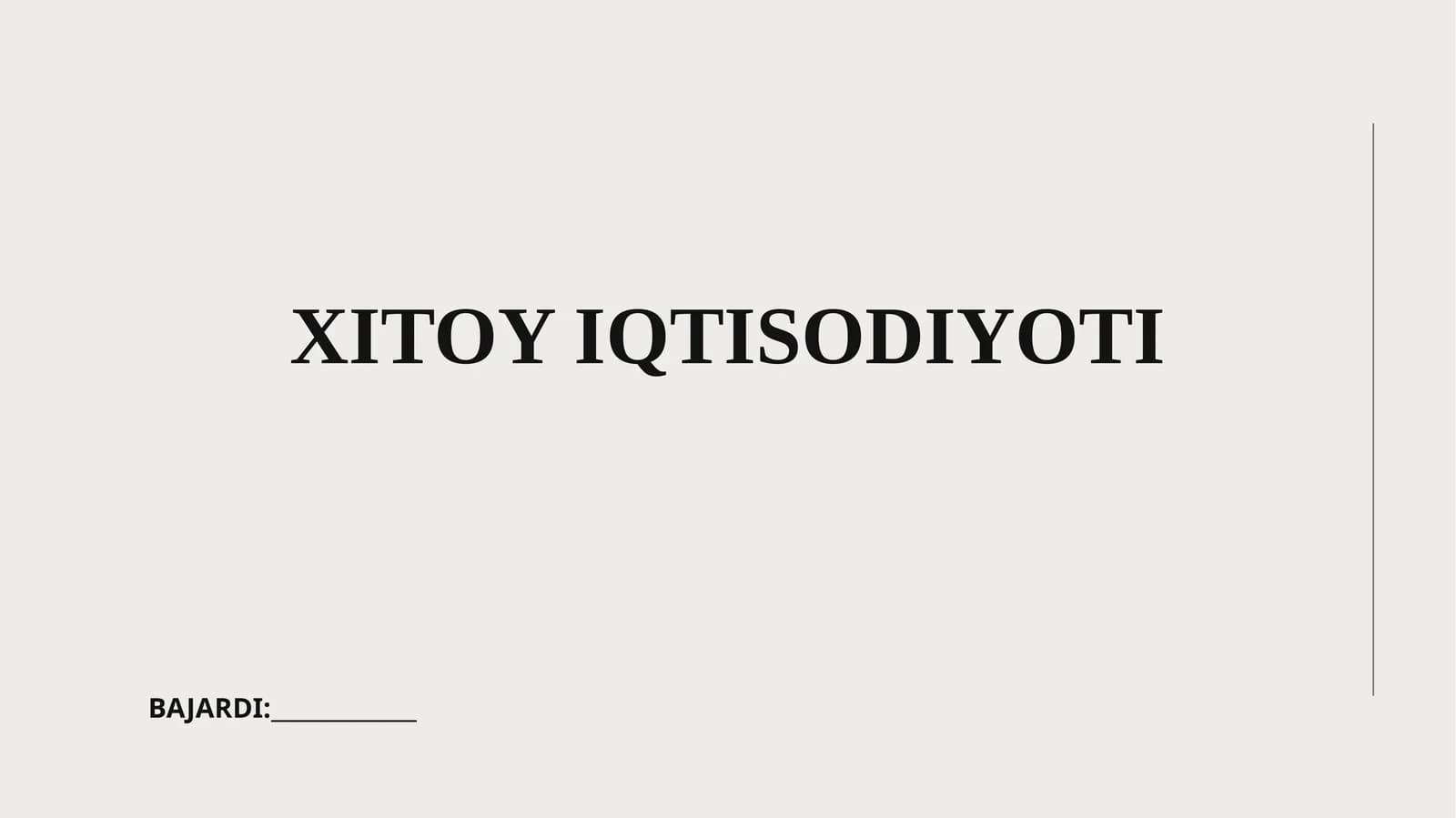 XITOY IQTISODIYOTI