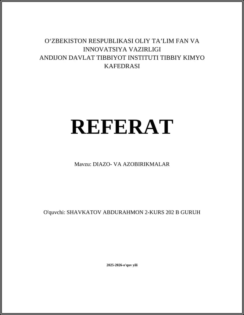 DIAZO- VA AZOBIRIKMALAR