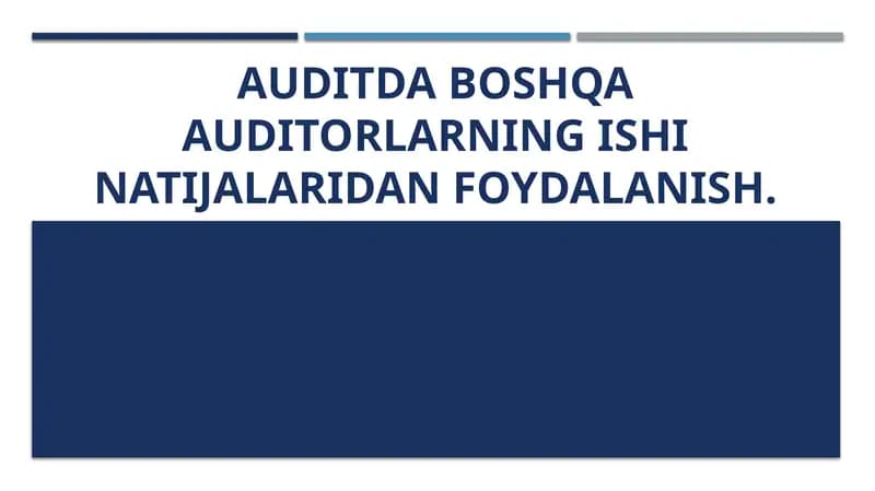 Boshqaauditorlik ishining natijalaridan foydalanish