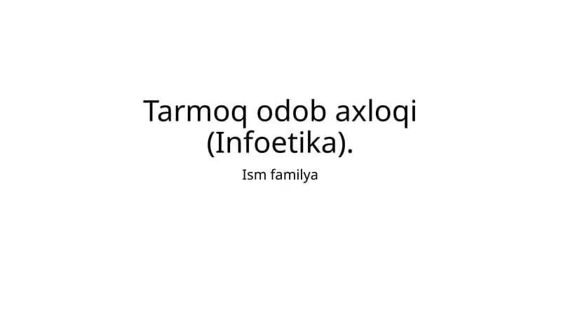 Tarmoq odob axloqi (Infoetika)