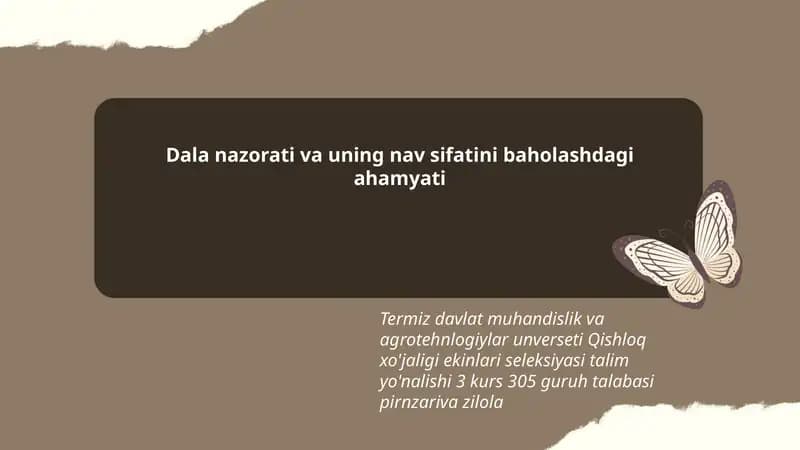 Qishloq xo'jaligi ekinlari seleksiyasi talim yo'nalishi