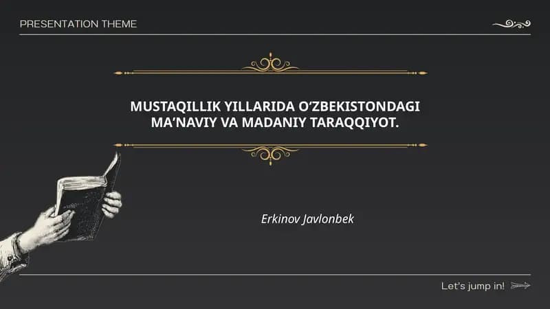 MUSTAQILLIK YILLARIDA O‘ZBEKISTONDAGI MAʼNAVIY VA MADANIY TARAQQIYOT