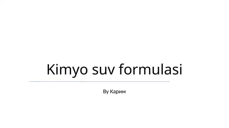 Kimyo suv formulasi