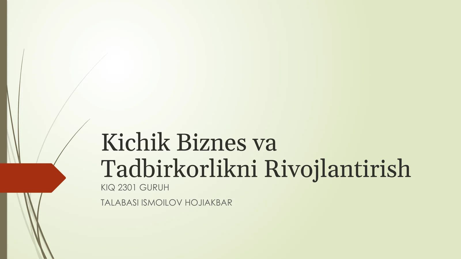 Kichik Biznes va Tadbirkorlikni Rivojlantirish: Oʻzbekiston Misolida