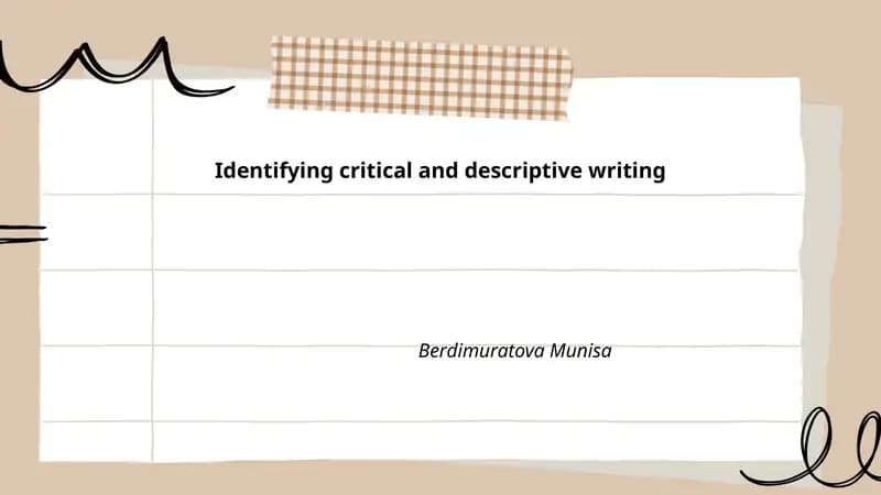Identifying critical and descriptive writing