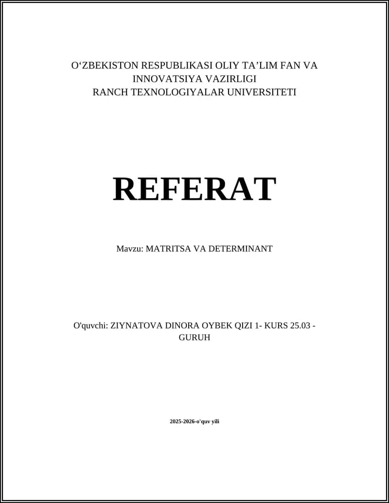 MATRITSA VA DETERMINANT