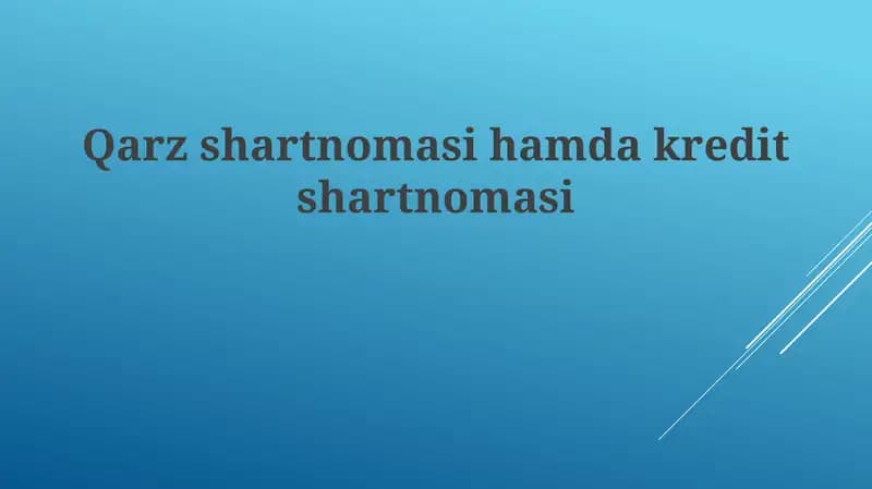 Qarzshartnomasihamdakreditshartnomasi
