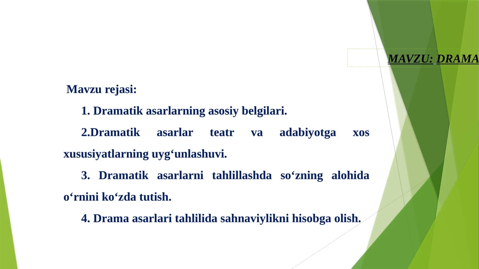 DRAMATIK ASARLAR TAHLILI