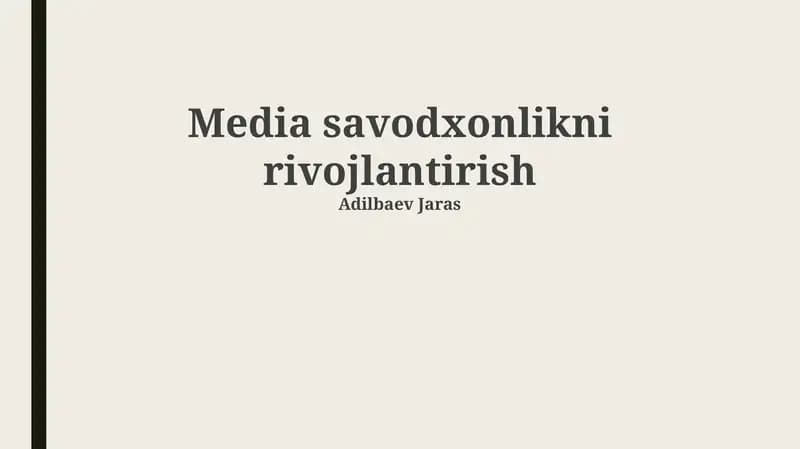 Media savodxonlikni rivojlantirish