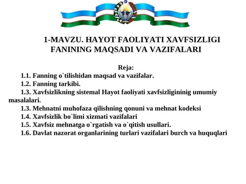 Hayot Faoliyati Xavfsizligi