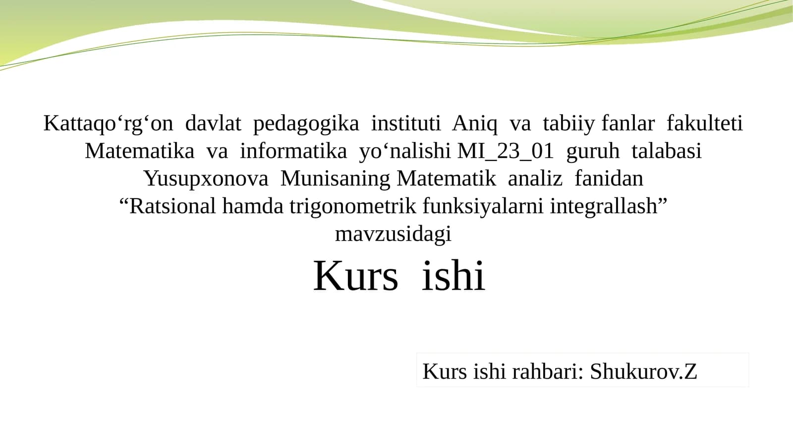 Ratsional hamda trigonometrik funksiyalarni integrallash