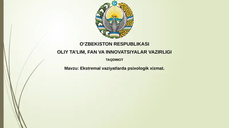 Favqulodda vaziyatlarda psixologik xizmat