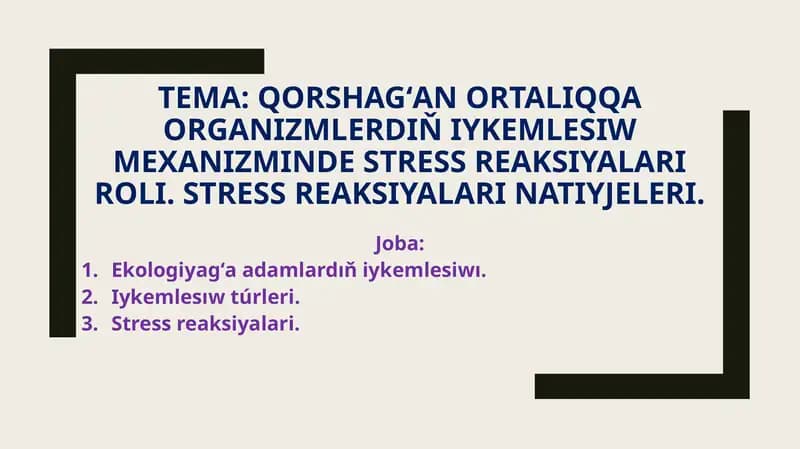 Stress reaksiyalari