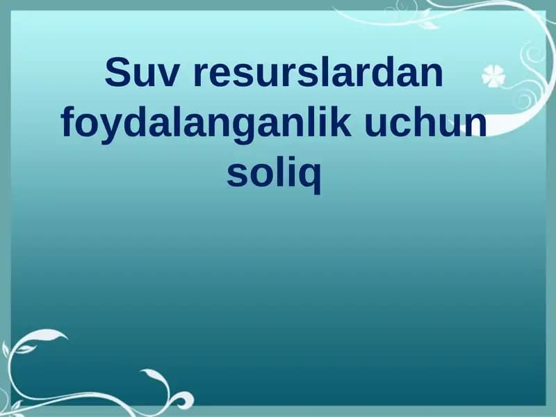 Suv resurslardan foydalanganlik uchun soliq