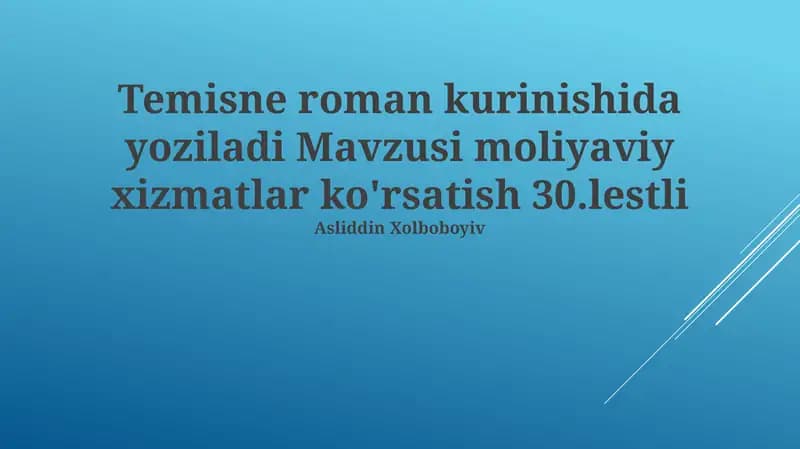 Moliyaviy Xizmatlar