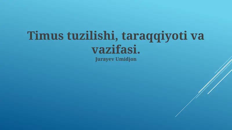 Timus tuzilishi, taraqqiyoti va vazifasi