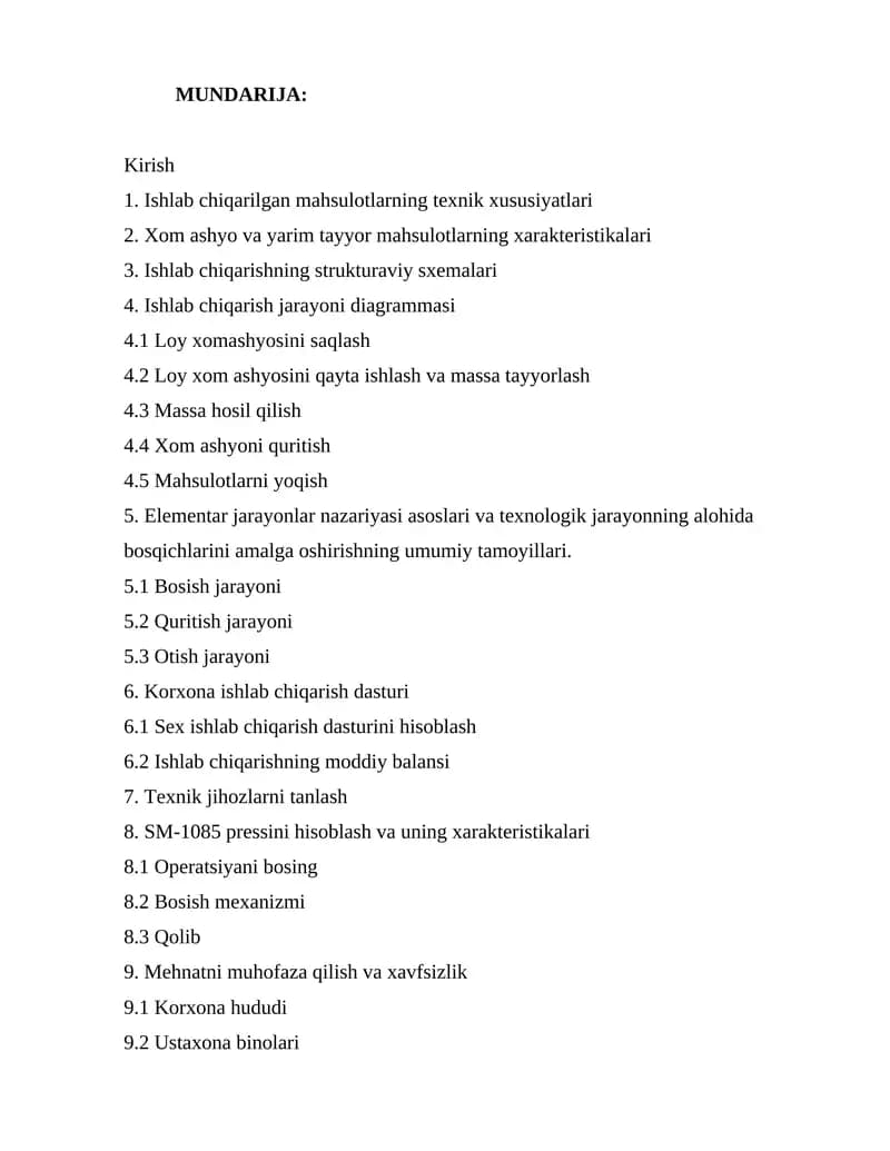 Korxona ishlab chiqarish dasturi
