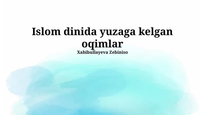 Islom dinida yuzaga kelgan oqimlar
