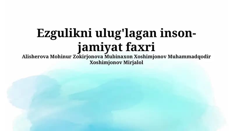 Mehribonlikni rivojlantirish yo'llari