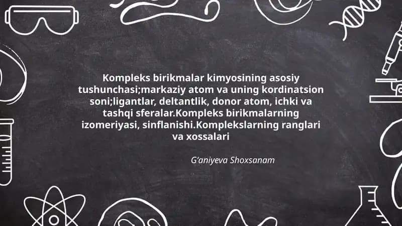 Kompleks birikmalar kimyosining asosiy tushunchasi