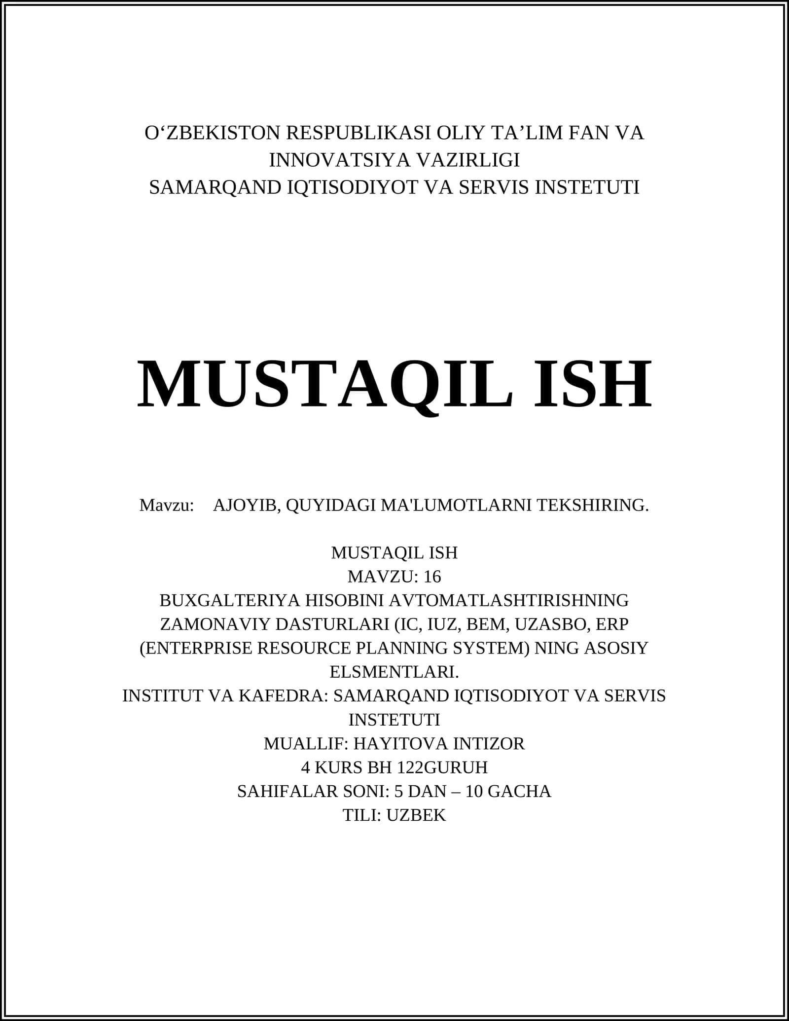 Buxgalteriya hisobini avtomatlashtirishning zamonaviy dasturlari