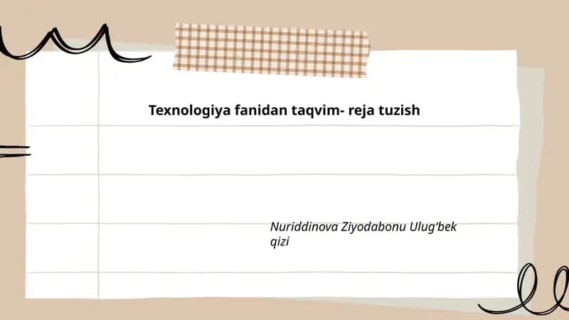 Yillik o'quv taqvim-rejasini ishlab chiqish