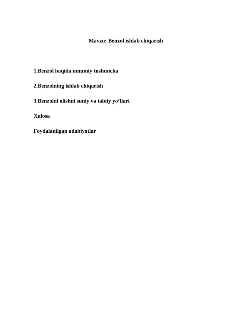Benzol ishlab chiqarish