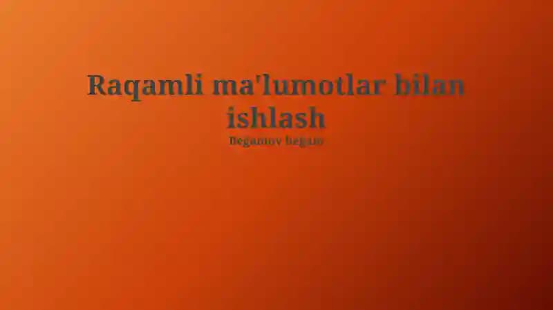 Raqamli Ma'lumotlar bilan ishlash