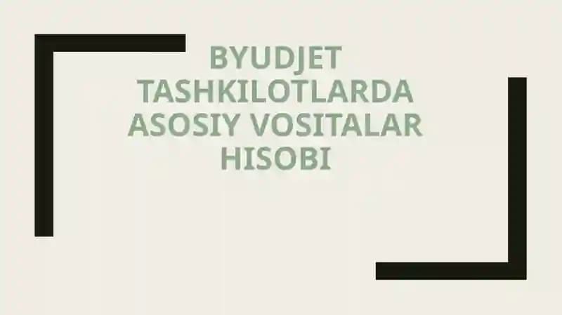 Byudjet tashkilotlarda asosiy vositalar hisobi