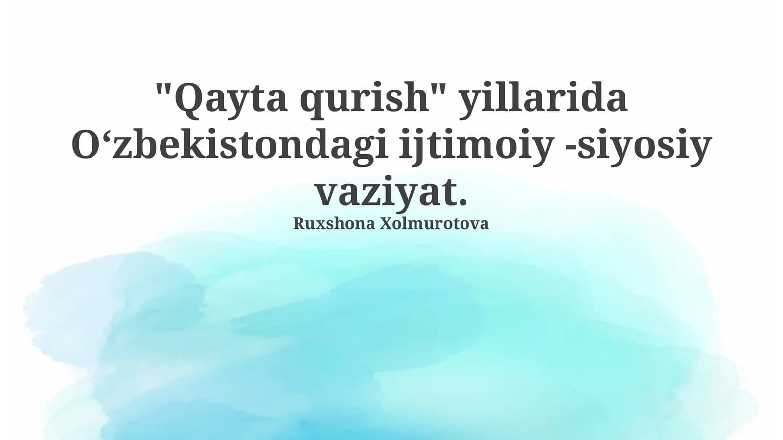 Iqtisodiy va Siyosiy O'zgarishlar