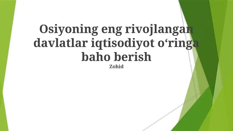 Iqtisodiy Ko'rsatkichlar va O'lchovlar