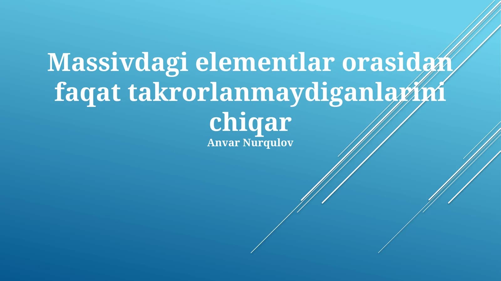 Yagona Elementlarni Ajratib Olish