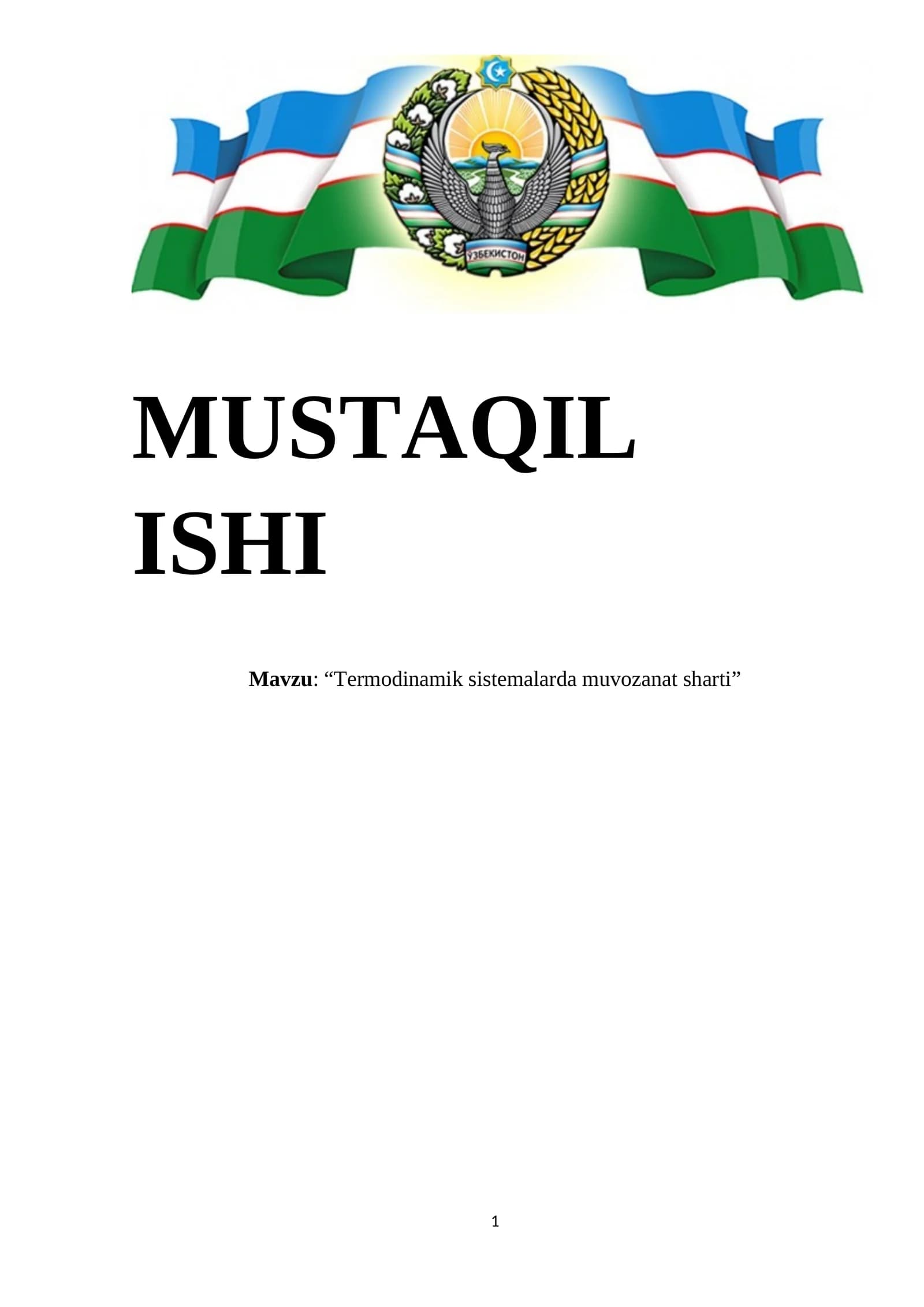 Termodinamik sistemalarda muvozanat sharti