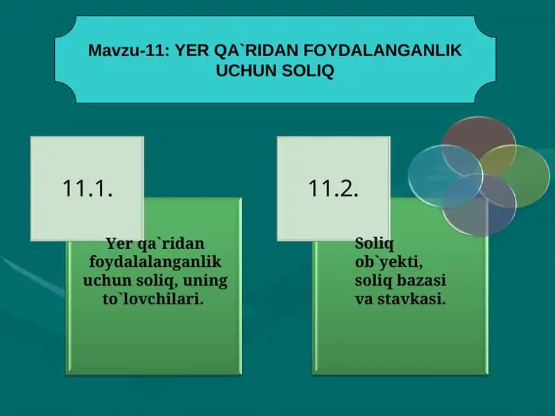 YER QA`RIDAN FOYDALANGANLIK UCHUN SOLIQ