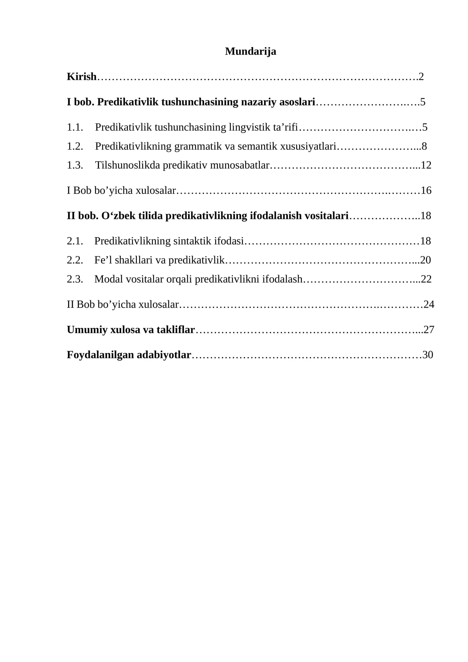 Predikativlik tushunchasining nazariy asoslari